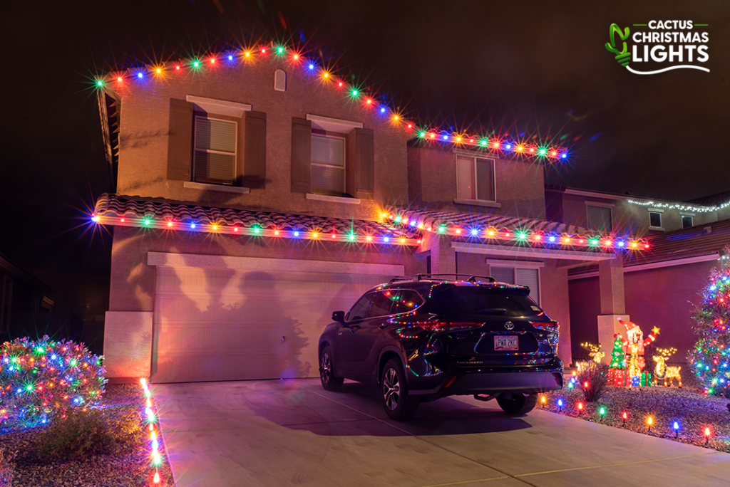 El Mirage - Multicolor Lights on Roof and Ground Stakes